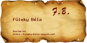 Füleky Béla névjegykártya